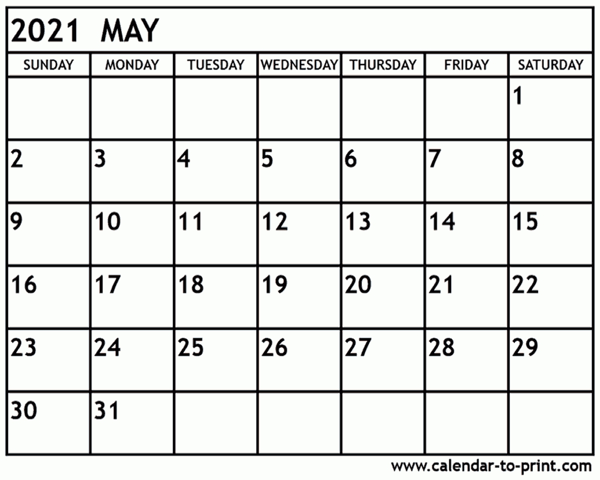 May 2021 Calendar Printable May 2021 Calendar