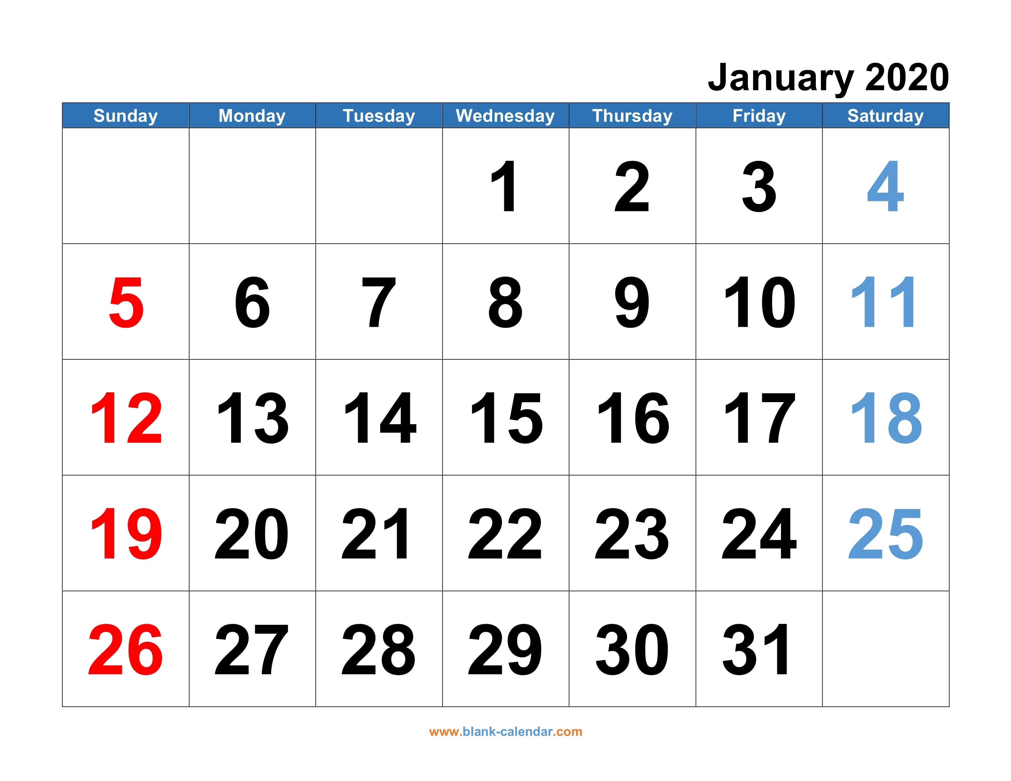 Monthly Calendar 2020 | Free Download, Editable And Printable Free Calendar Numbers Template
