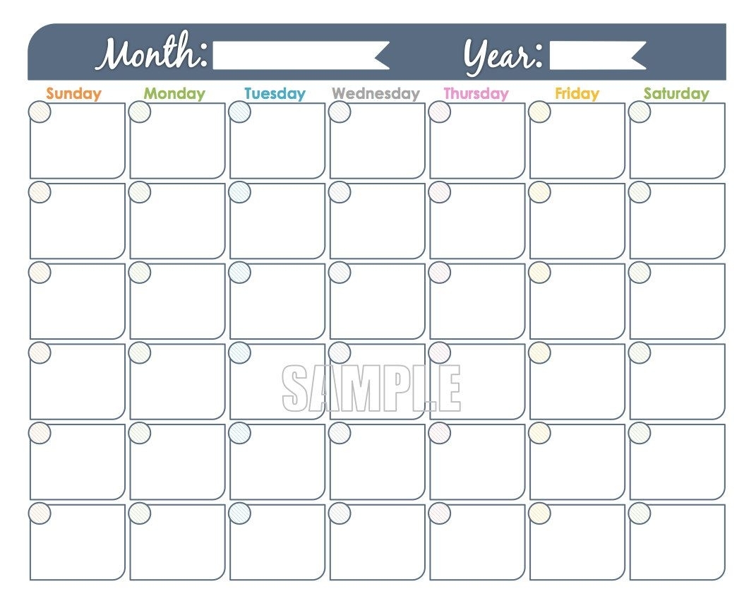 Monthly Calendar Printable Undated Fillable Family | Etsy 3-Ring Binder Calendar Template