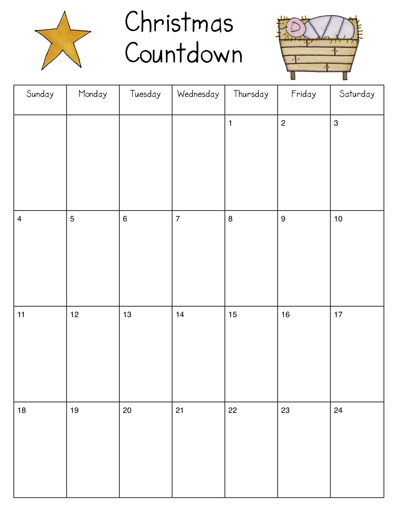 Nativity Advent Calendar | Kindergarten Nana December Calendar Template Kindergarten