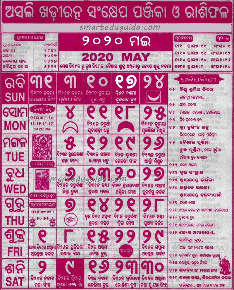 Odia Calendar 2020 Kohinoor Pdf | Seg Odia Calendar 2021 July Bhagya Deepa