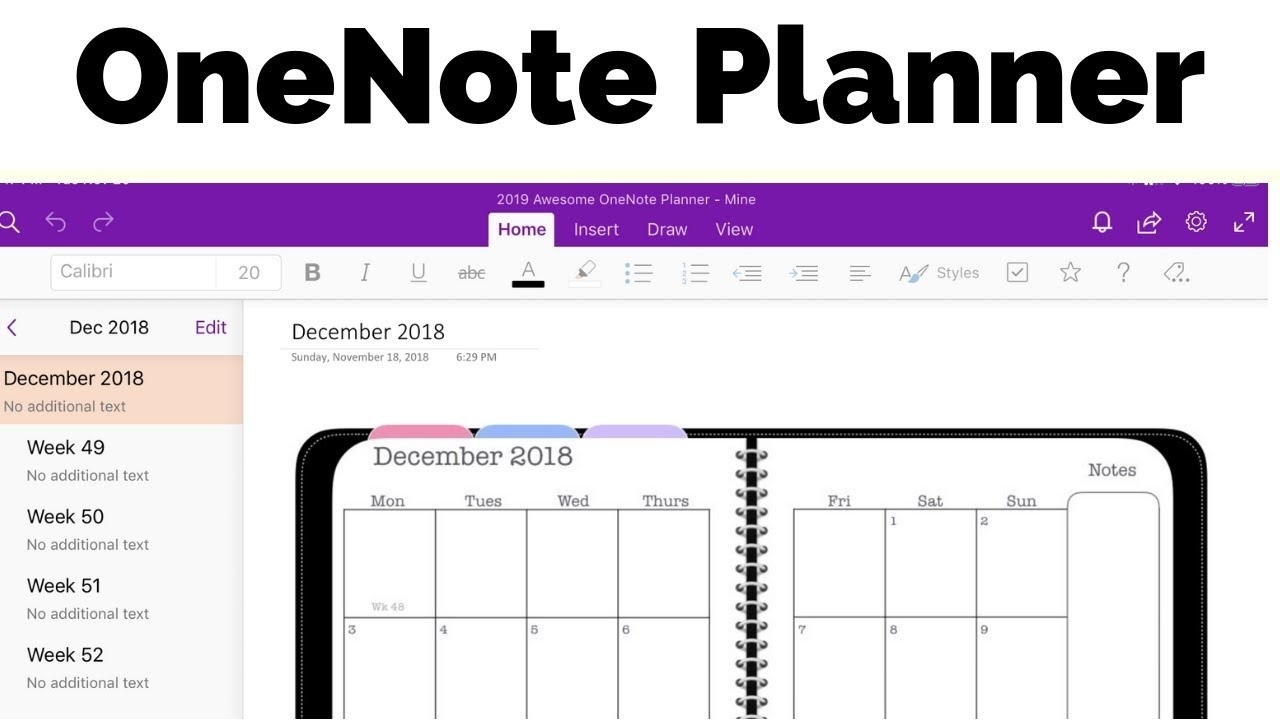 onenote calendar template download