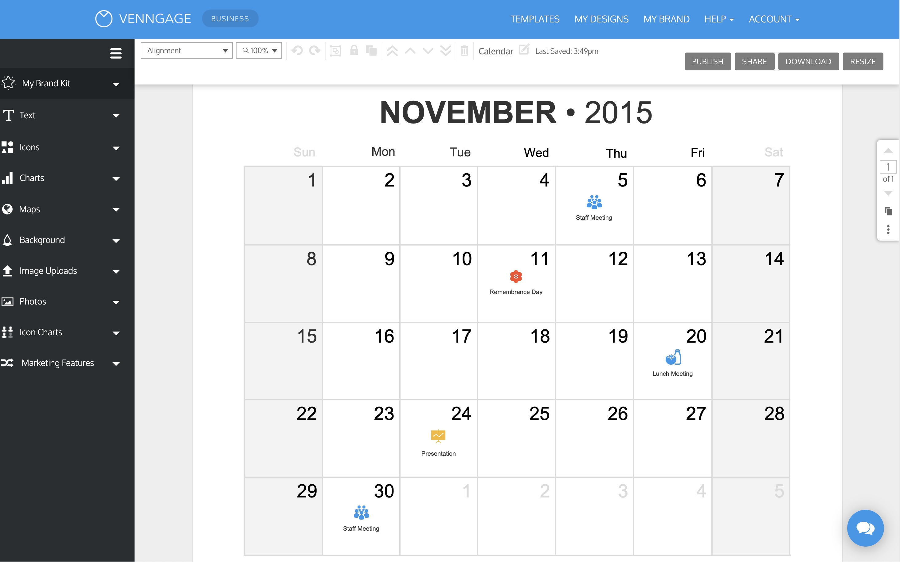 Online Calendar Maker - Venngage Calendar Template Custom Dates