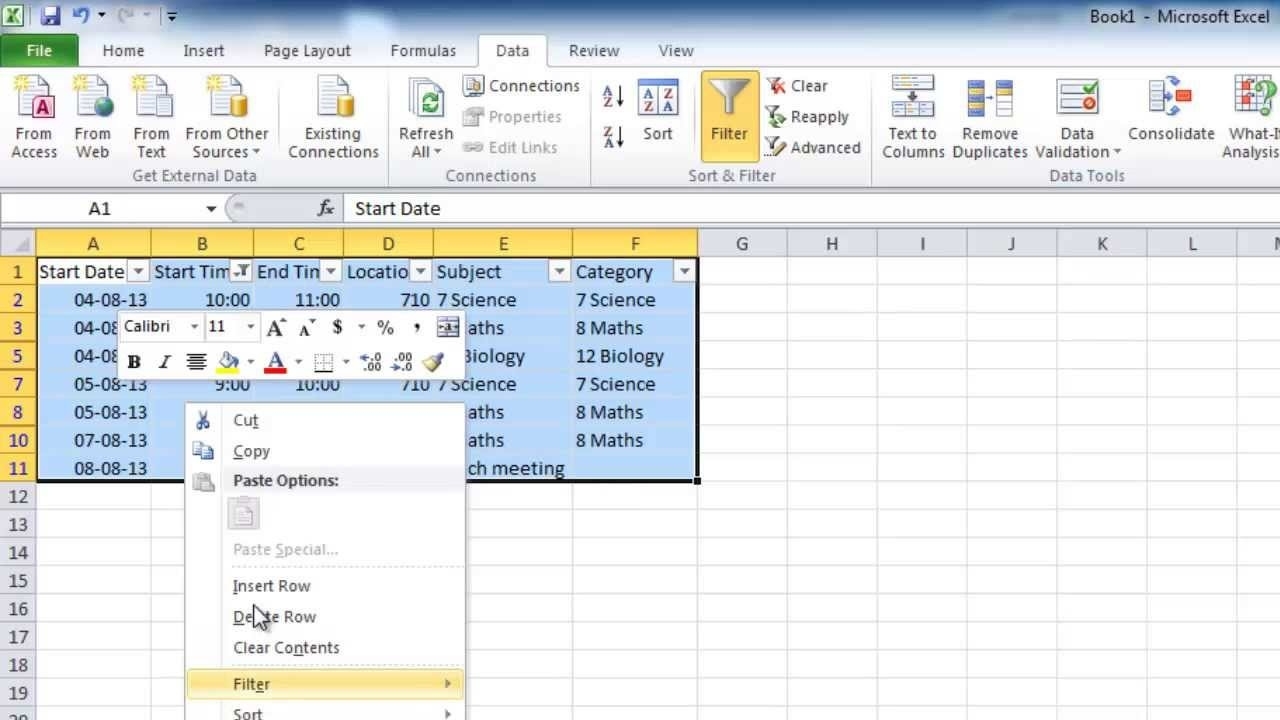 Outlook: Import A Schedule From Excel Into Outlook Calendar Calendar Upload Template In Excel