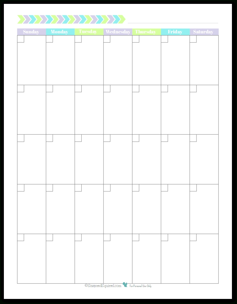 Personal Planner - Free Printables | Blank Monthly Calendar Calendar Template Saturday Start