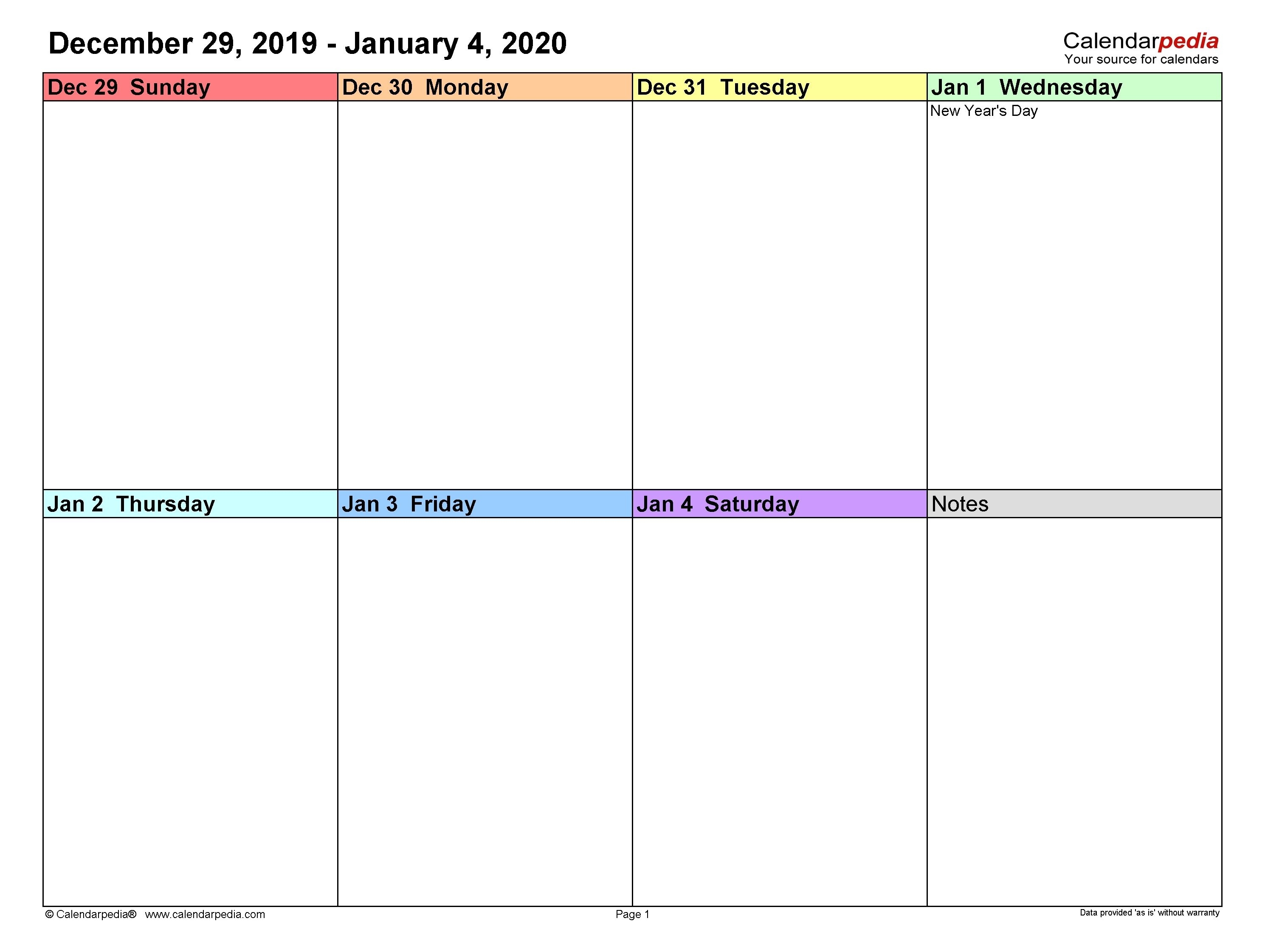 Print Calendar By Week In 2020 | Free Calendar Template Page A Day Calendar Template