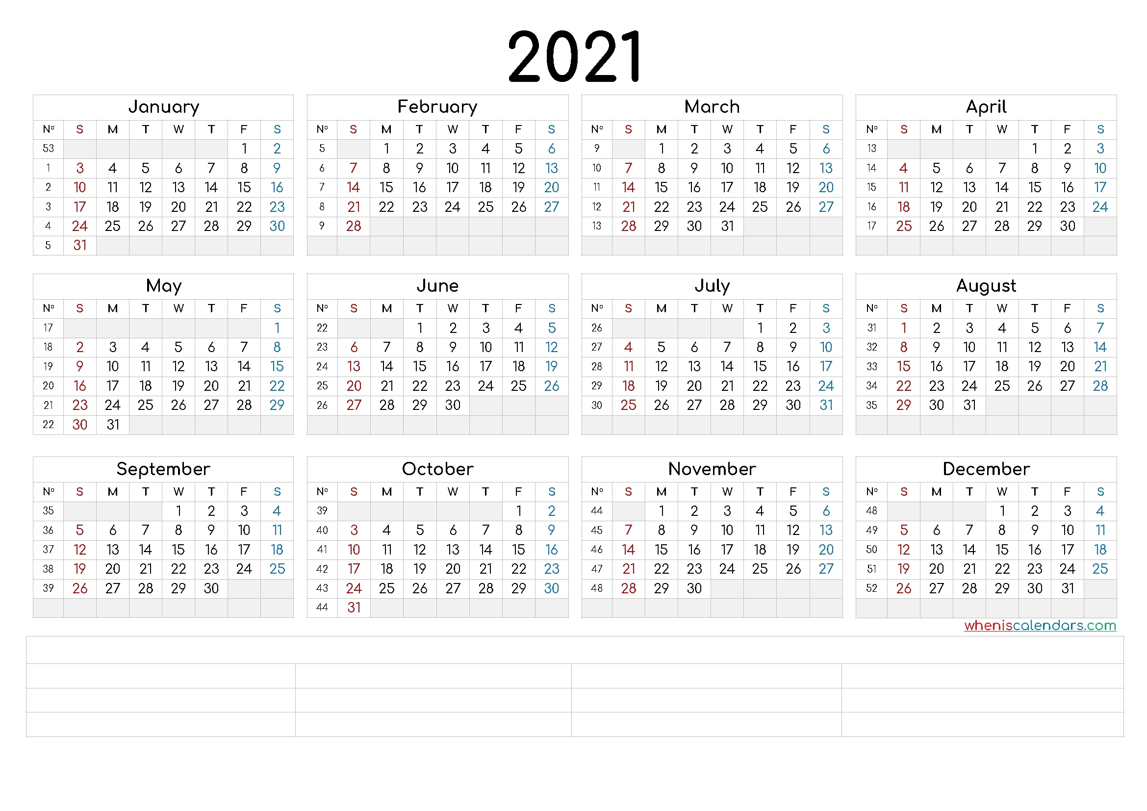 Printable 2021 Calendar By Month (6 Templates) – Free 6 X 6 Calendar Template