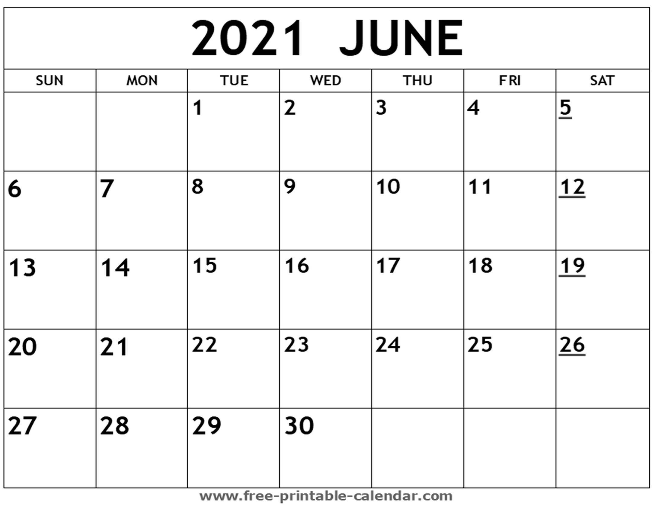 Printable 2021 June Calendar - Free-Printable-Calendar June 2021 Printable Monthly Calendar With Lines