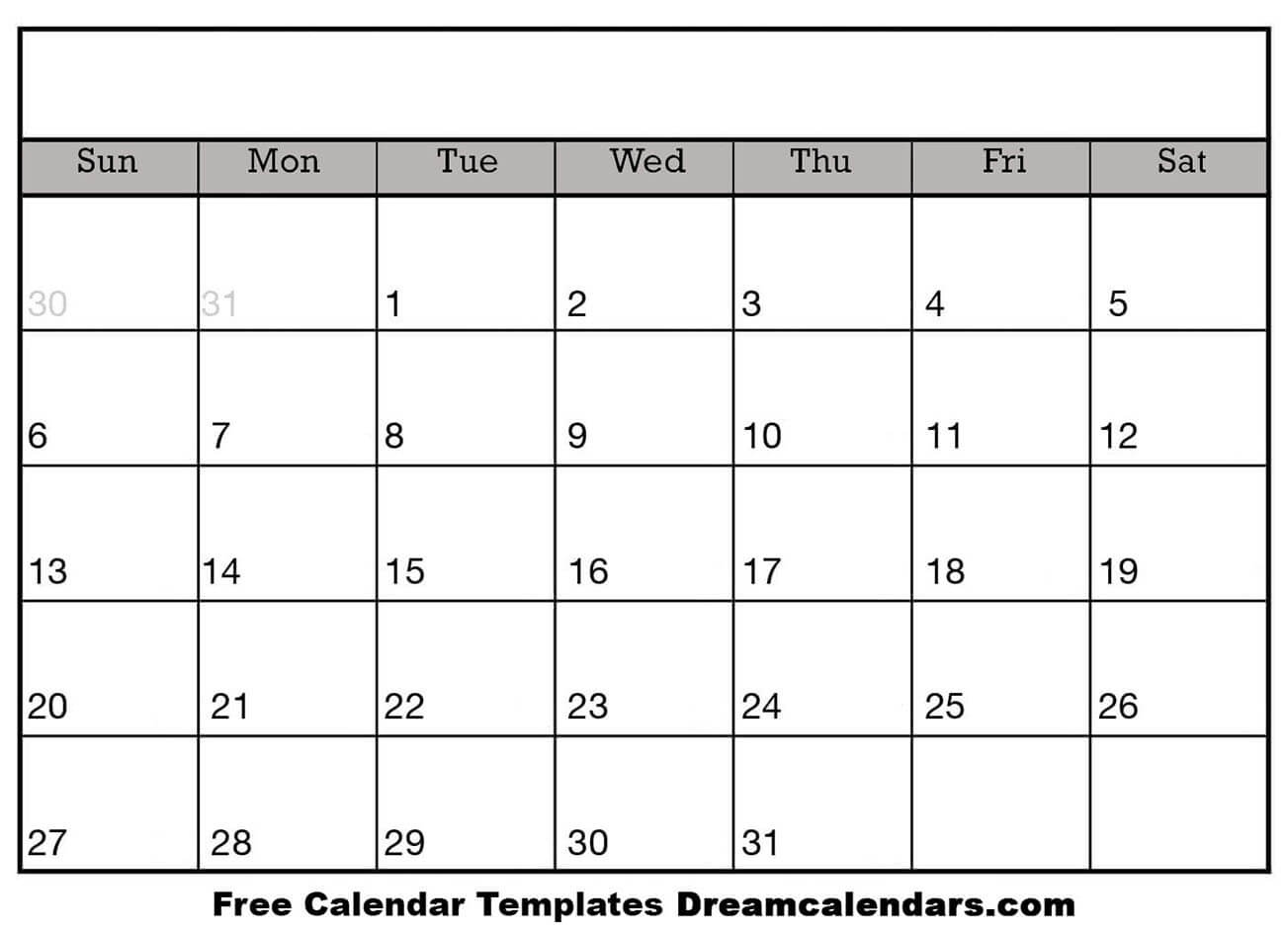 Printable Blank Calendar 2021 | Dream Calendars Free Calendar Template Printable