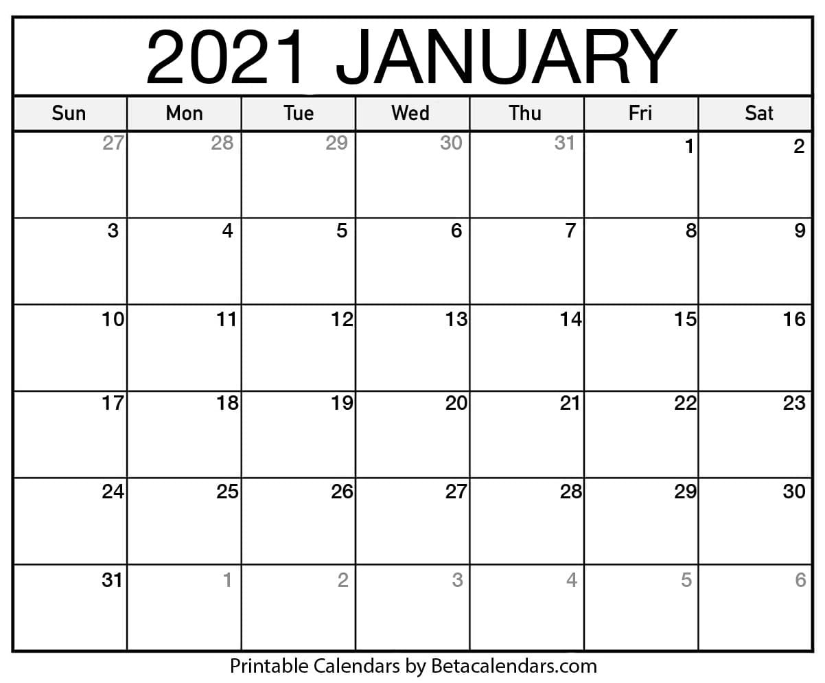 Printable Calendar 2021 | Download &amp; Print Free Blank Calendars 2021 Monthly Calendar Printable Pdf