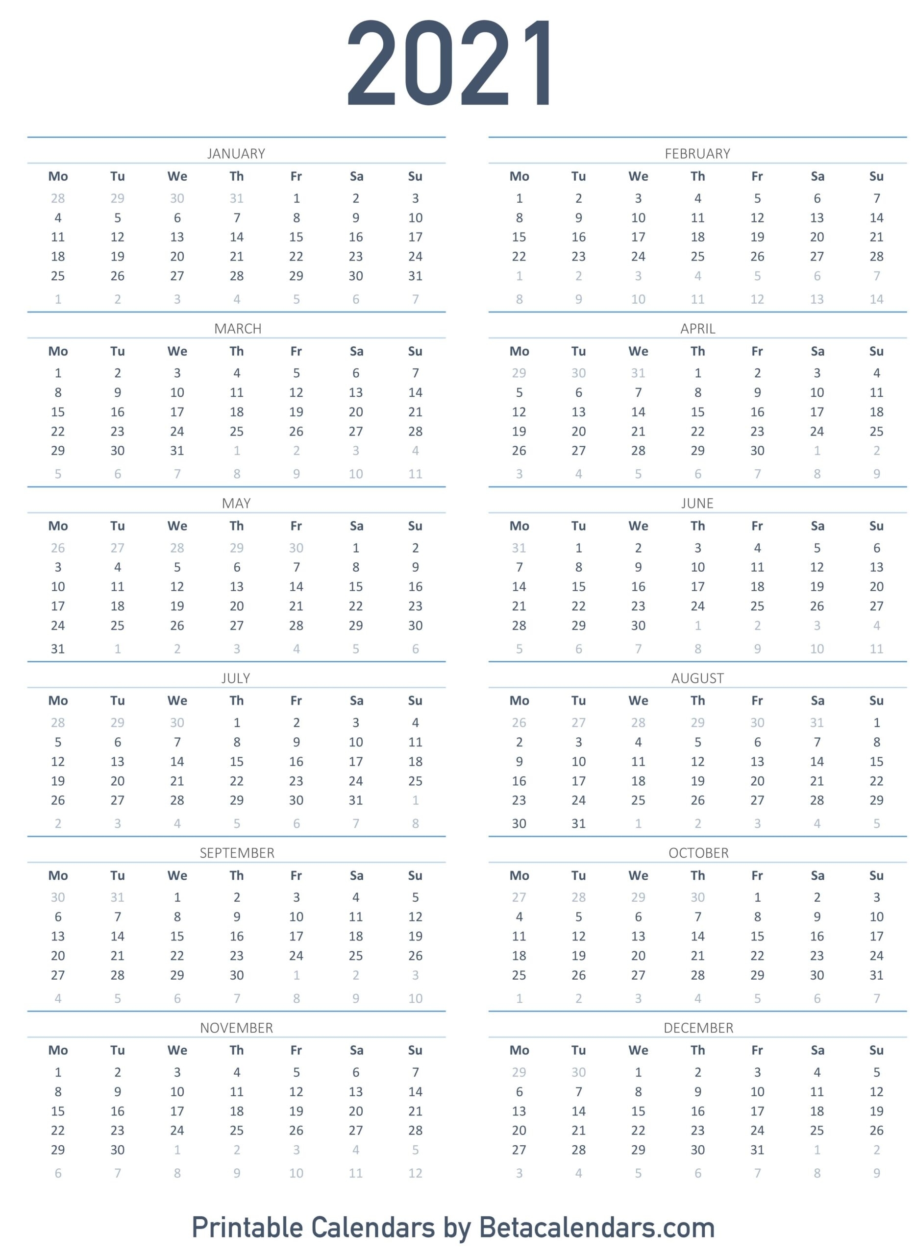 Printable Calendar 2021 | Download &amp; Print Free Blank Calendars 2021 Yearly Julian Calendar