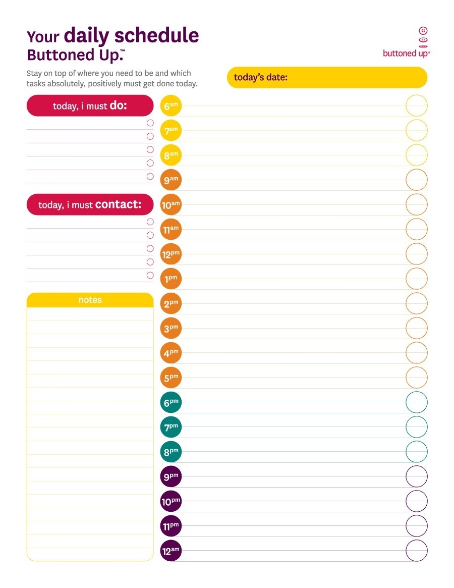 Printable Daily Schedule Template | Room Surf Calendar Template Daily Planner