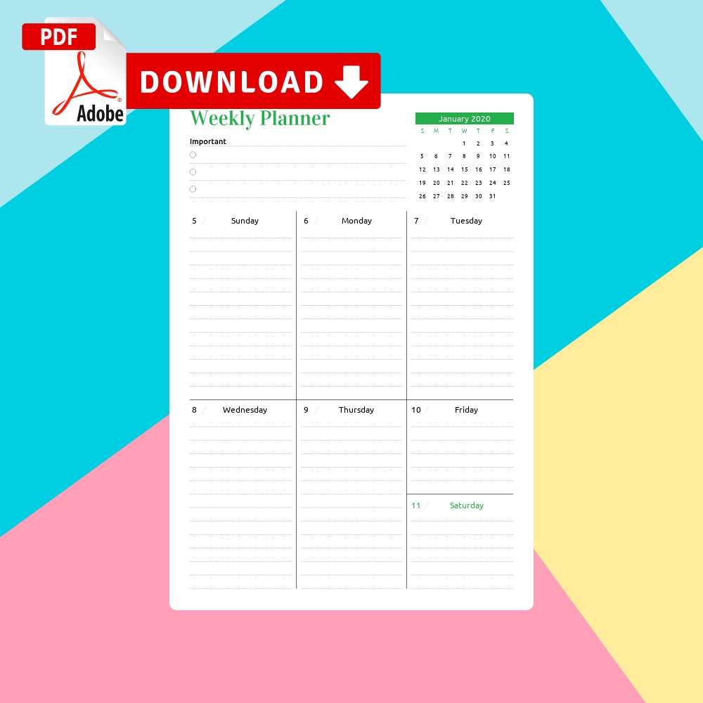 Printable Weekly Planner Templates - Download Pdf 2 Day Calendar Template
