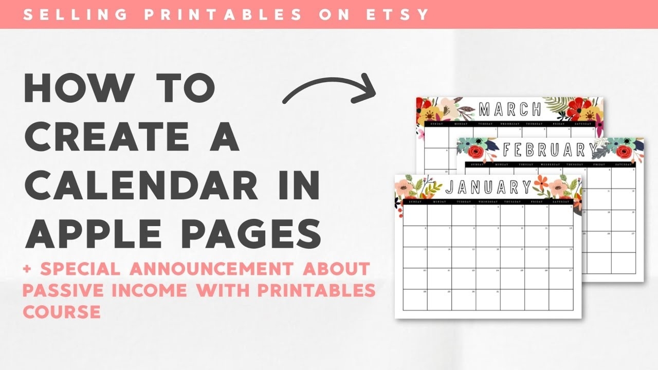 Selling Printables On Etsy: How To Make A 2019 Calendar On Apple Pages + A  Special Announcement Calendar Template Apple Pages
