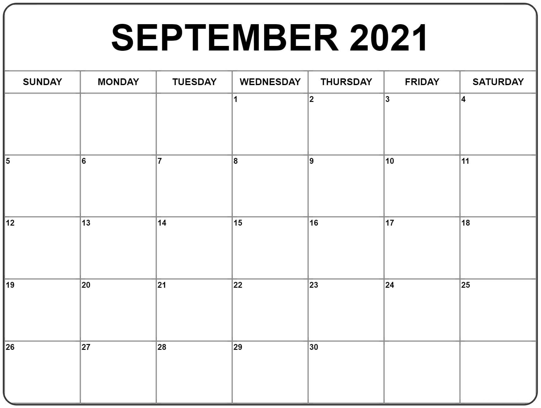September 2021 Calendar | Calendar Printables, September 2021 Monthly Calendar Printable Pdf