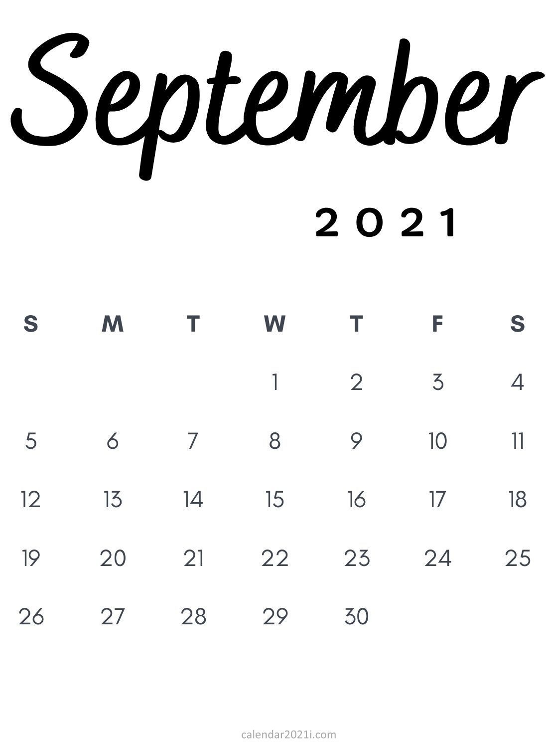 September 2021 Minimalist Printable Calendar Template In 3 Month Printable Calendar Templates 2021 Sept