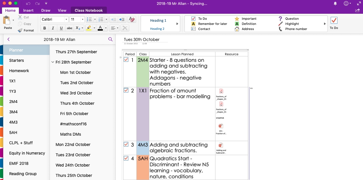 Using Onenote As A Planner: A Few Years On | Mrallanmaths Calendar Template For Onenote