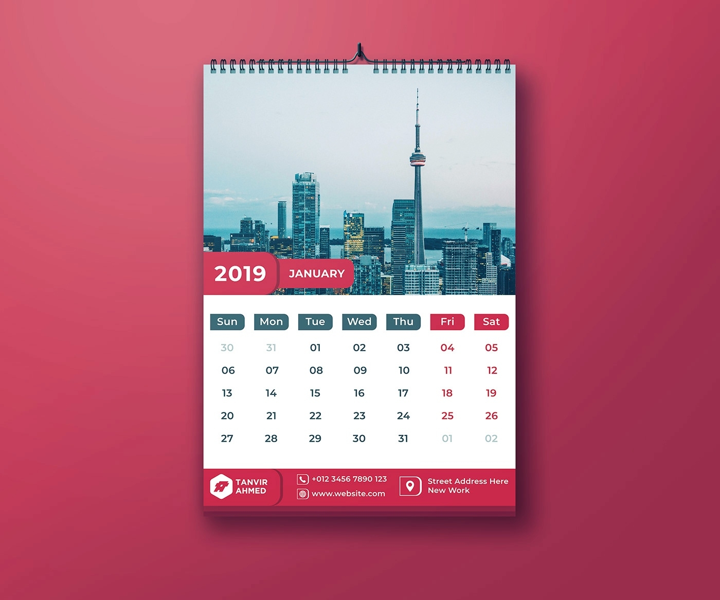 Wall Calendar 2019 | Free Psd Template | Psd Repo Calendar Template Design Free
