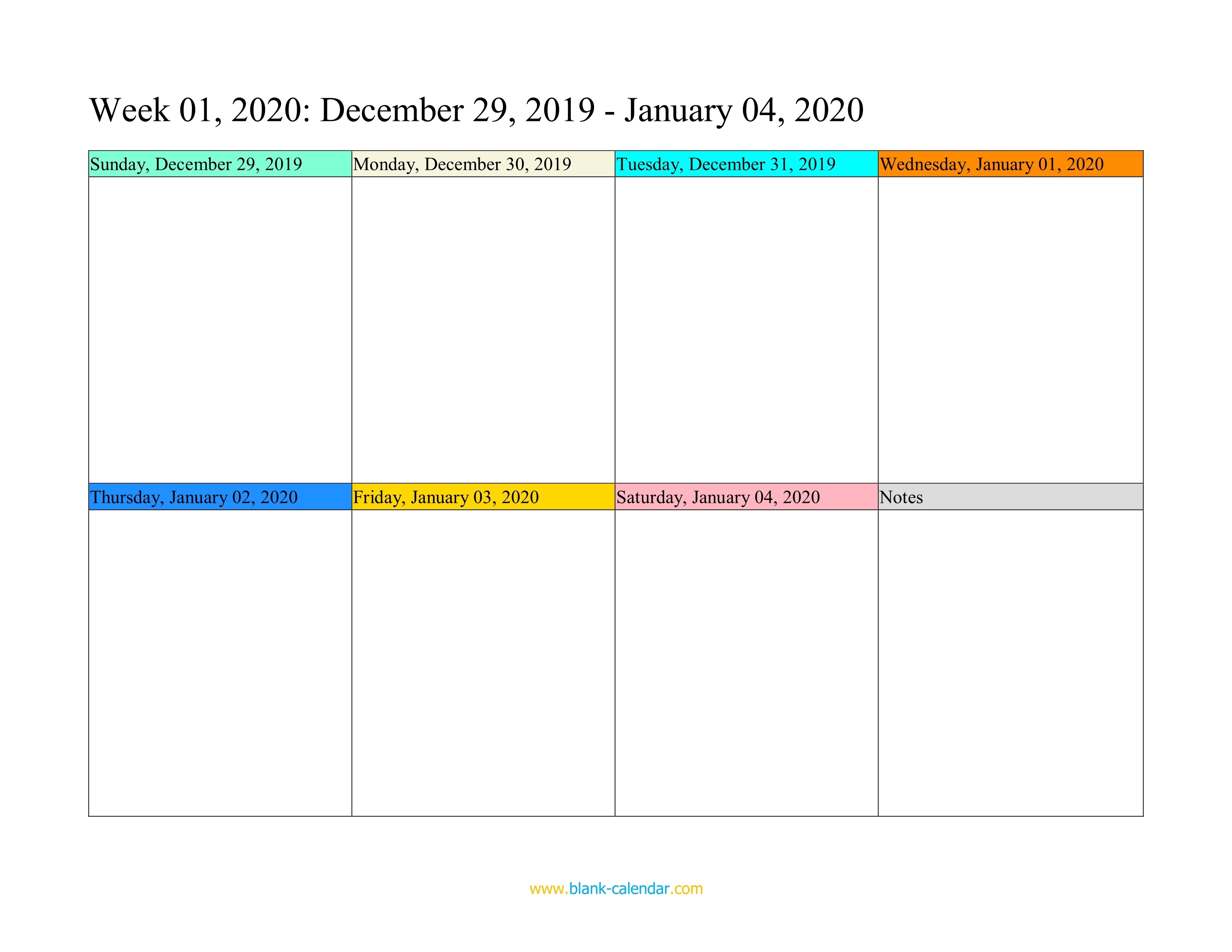 Weekly Calendar 2020 (Word, Excel, Pdf) Free Calendar Weekly Template