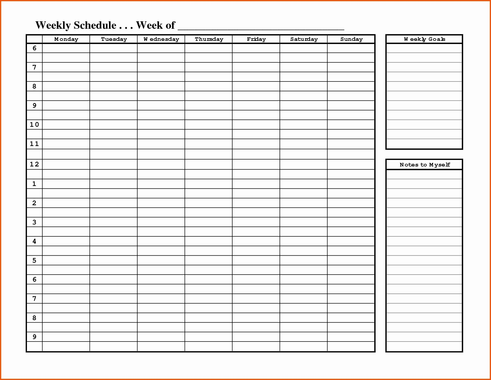 Weekly Hourly Planner Template Word | Daily Schedule Calendar Template By Hour