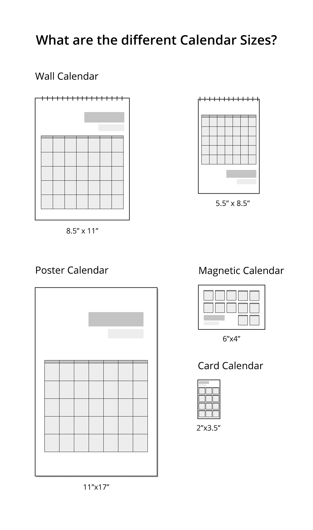 What Are The Different Calendar Sizes? | Uprinting 6 X 6 Calendar Template