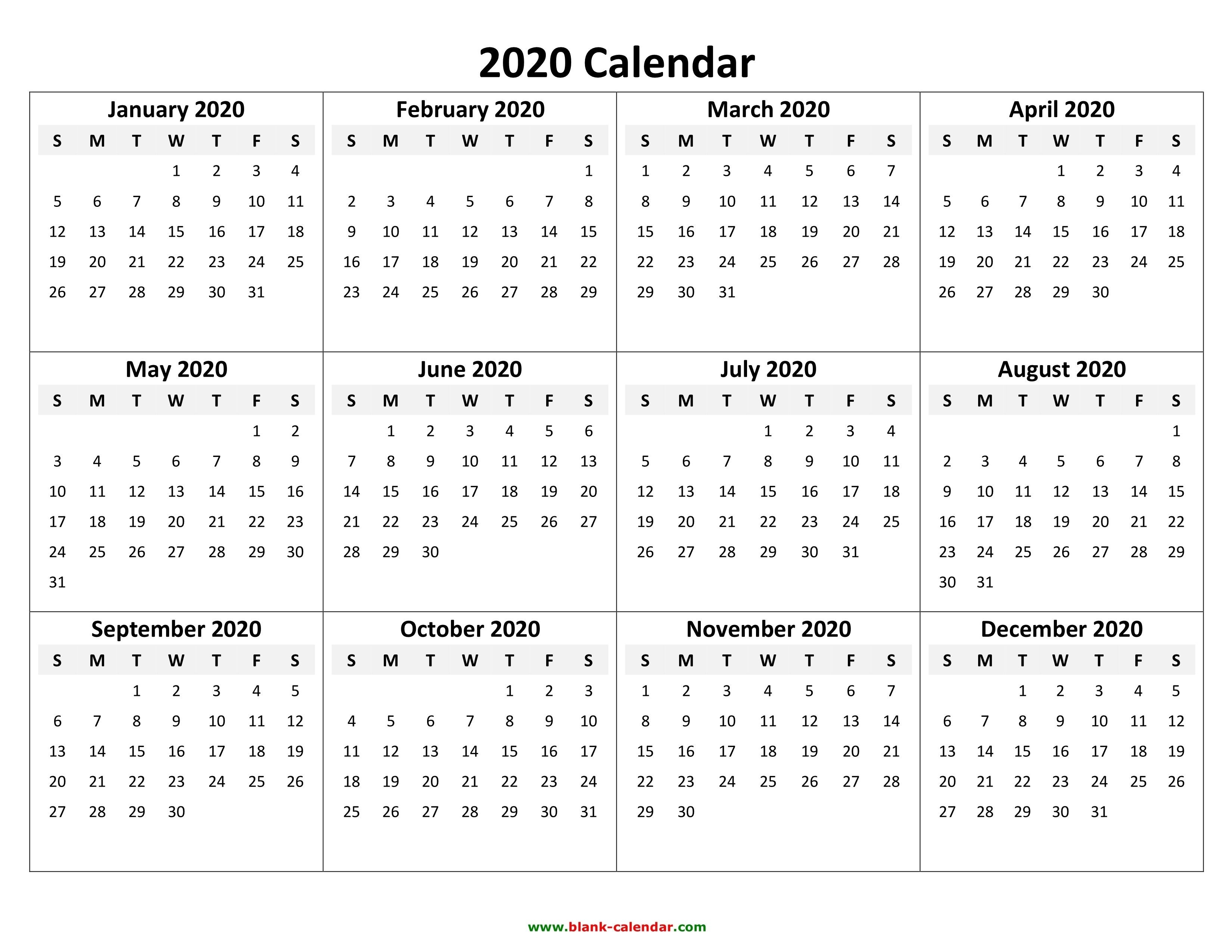 Yearly Calendar 2020 | Printable Calendar Pdf, Printable Calendar Template Year 1