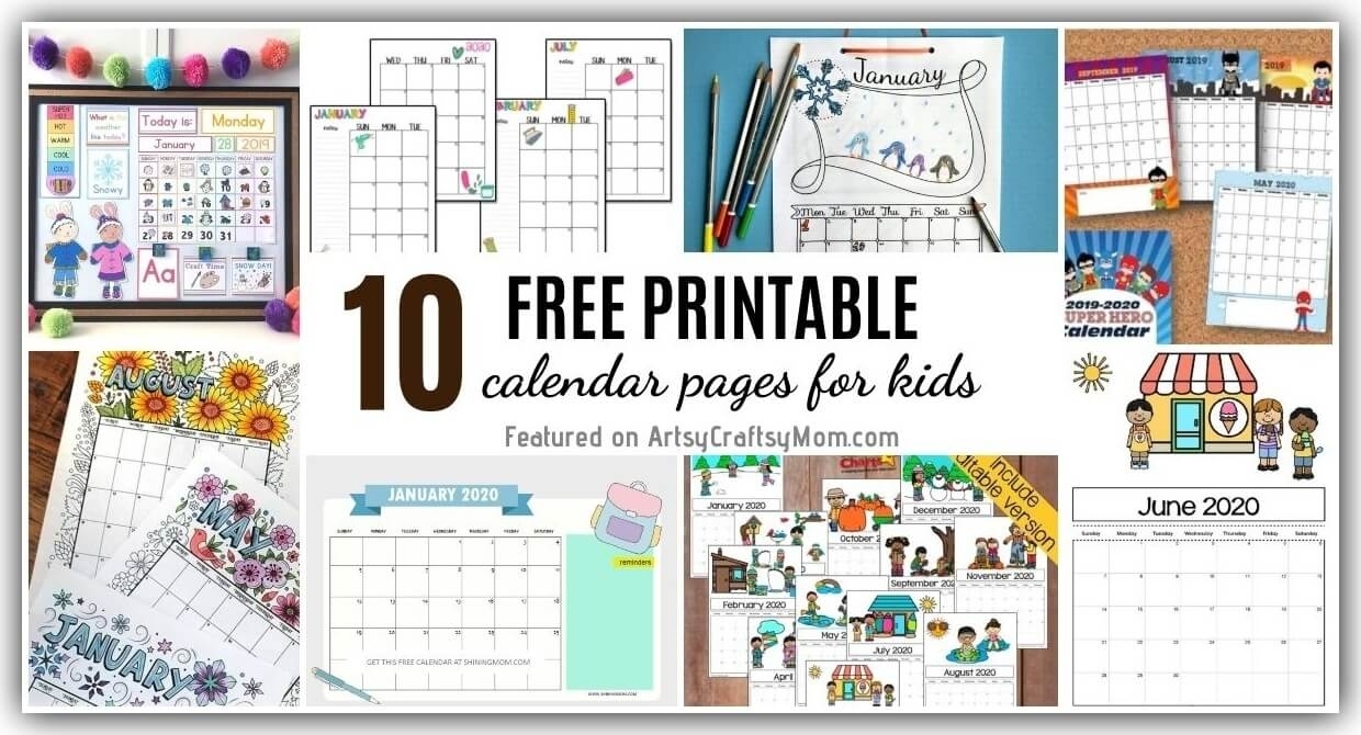 10 Free Printable Calendar Pages For Kids For 2020/2021 Pre K Calendar Template