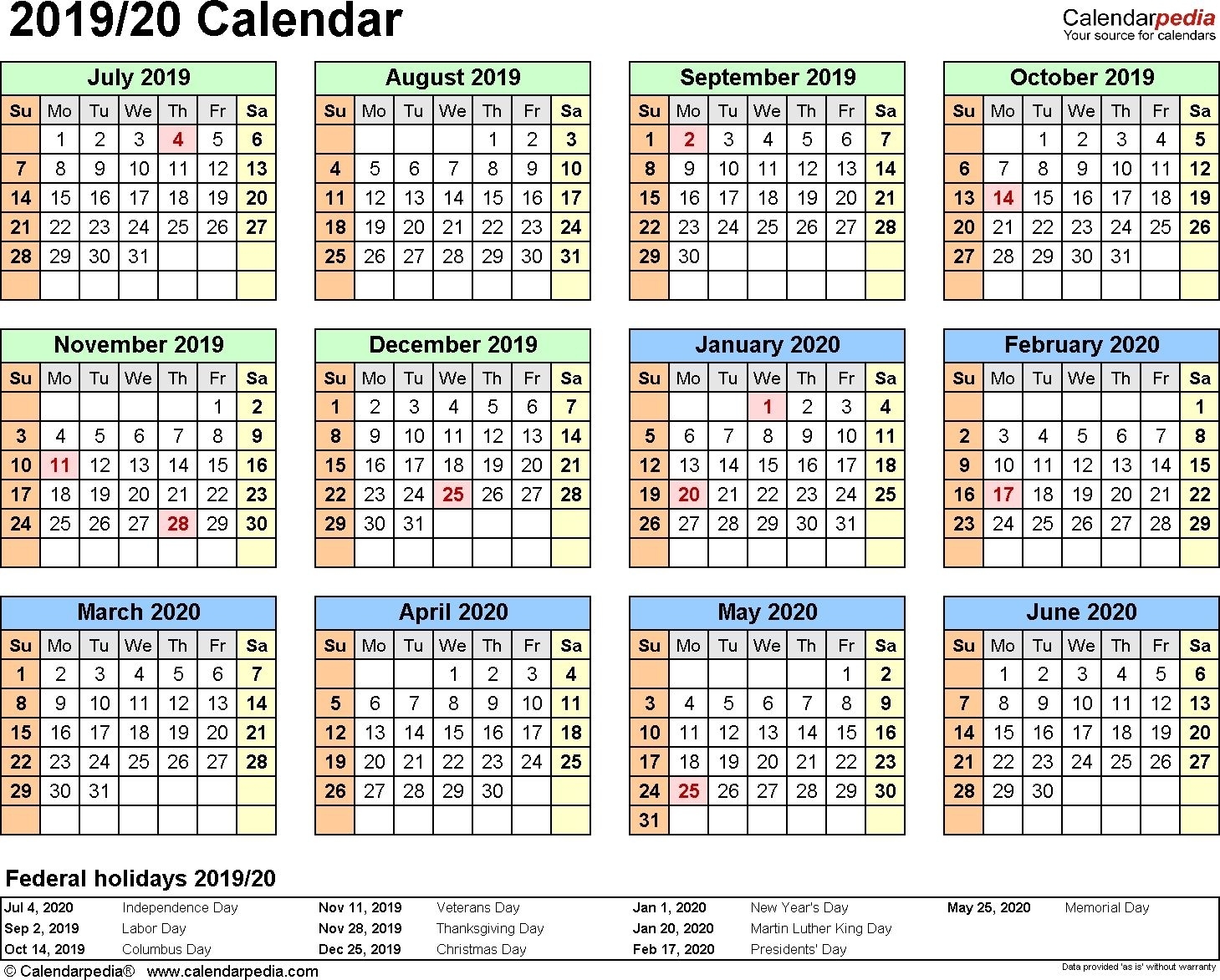 2019-2020 Fiscal Calendar 4 4 5 | Calendar Template Calendar 4 4 5 Template
