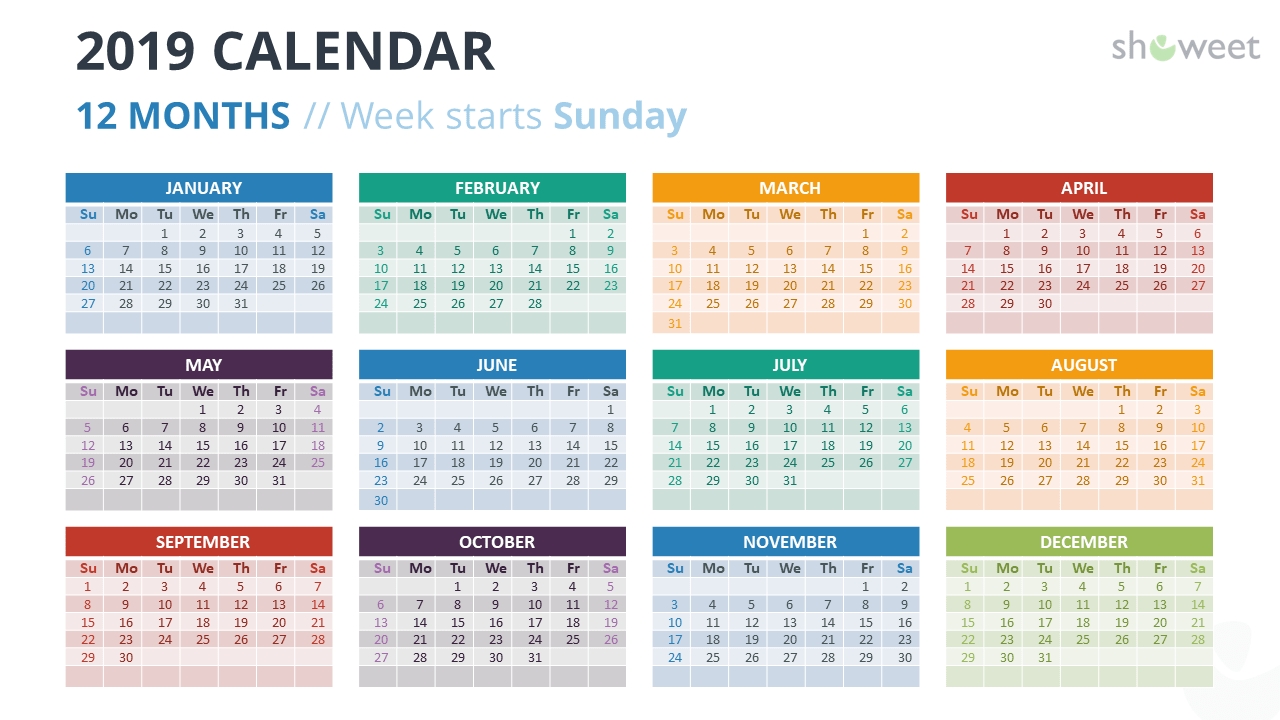 2019 Calendar Powerpoint Templates | Free Calendar Template Calendar Template In Powerpoint
