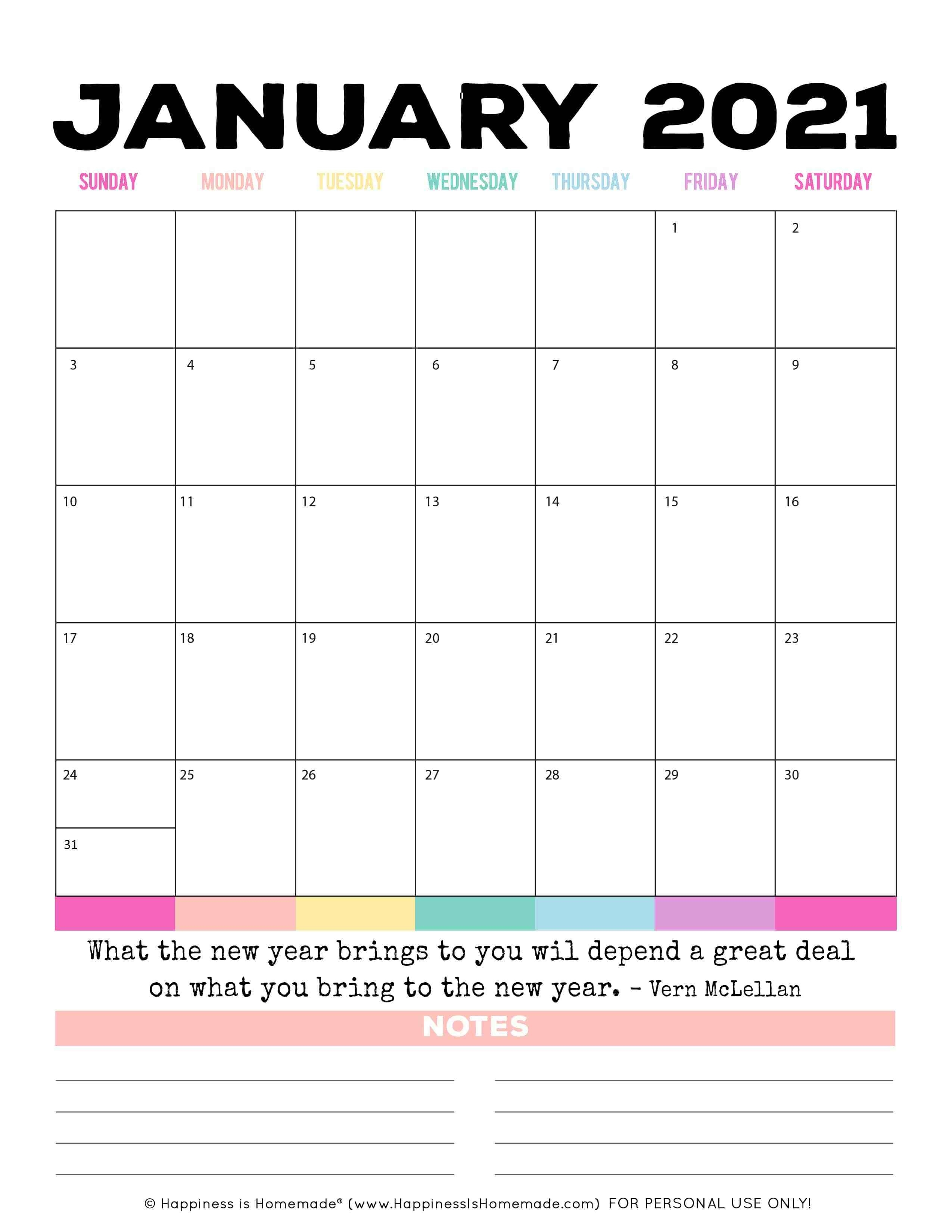 2020 - 2021 Free Printable Monthly Calendar - Happiness Is 2021 Printable Calendar By Month With Lines