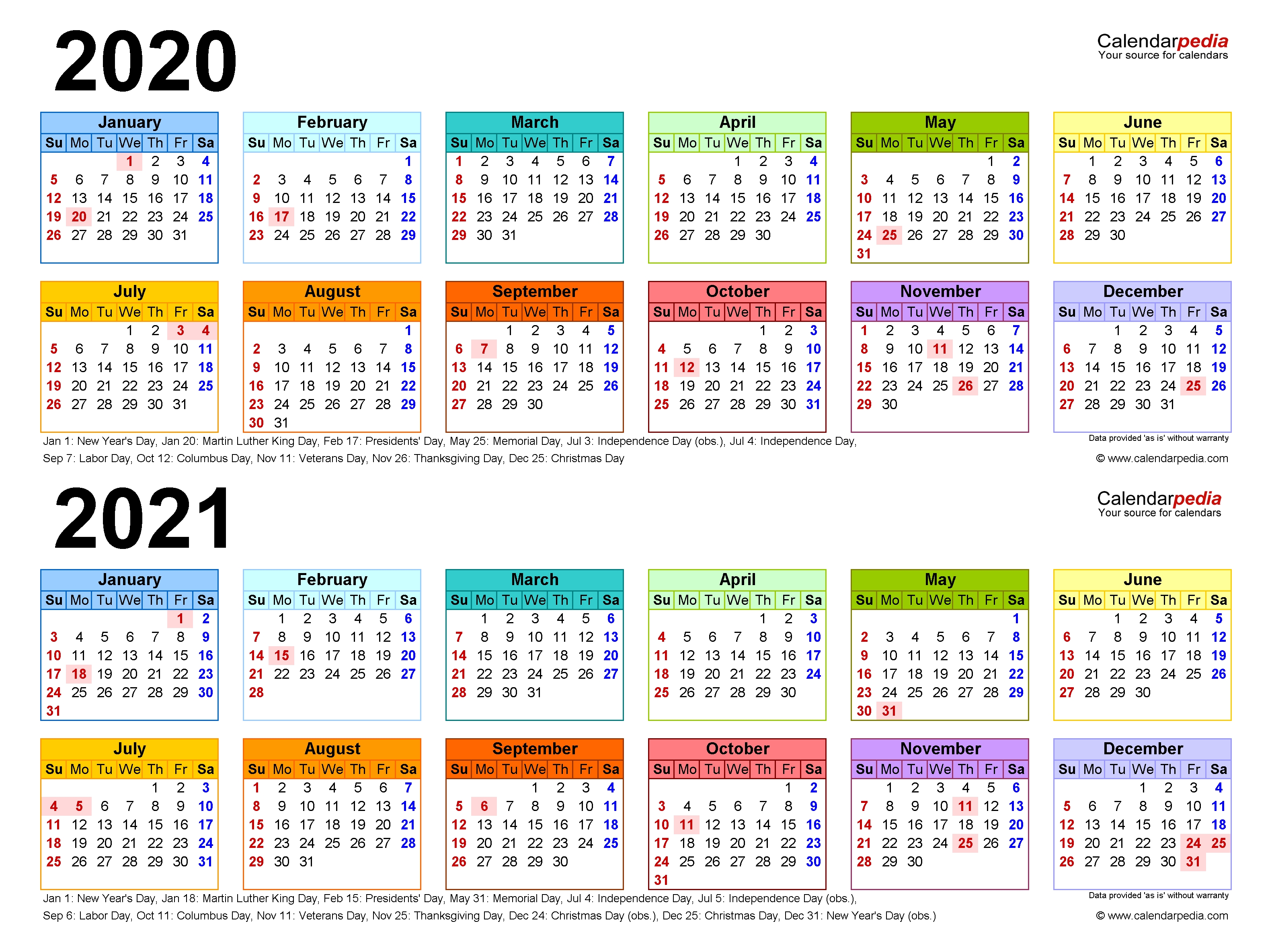 2020-2021 Two Year Calendar - Free Printable Excel Templates 2 Year Calendar Template