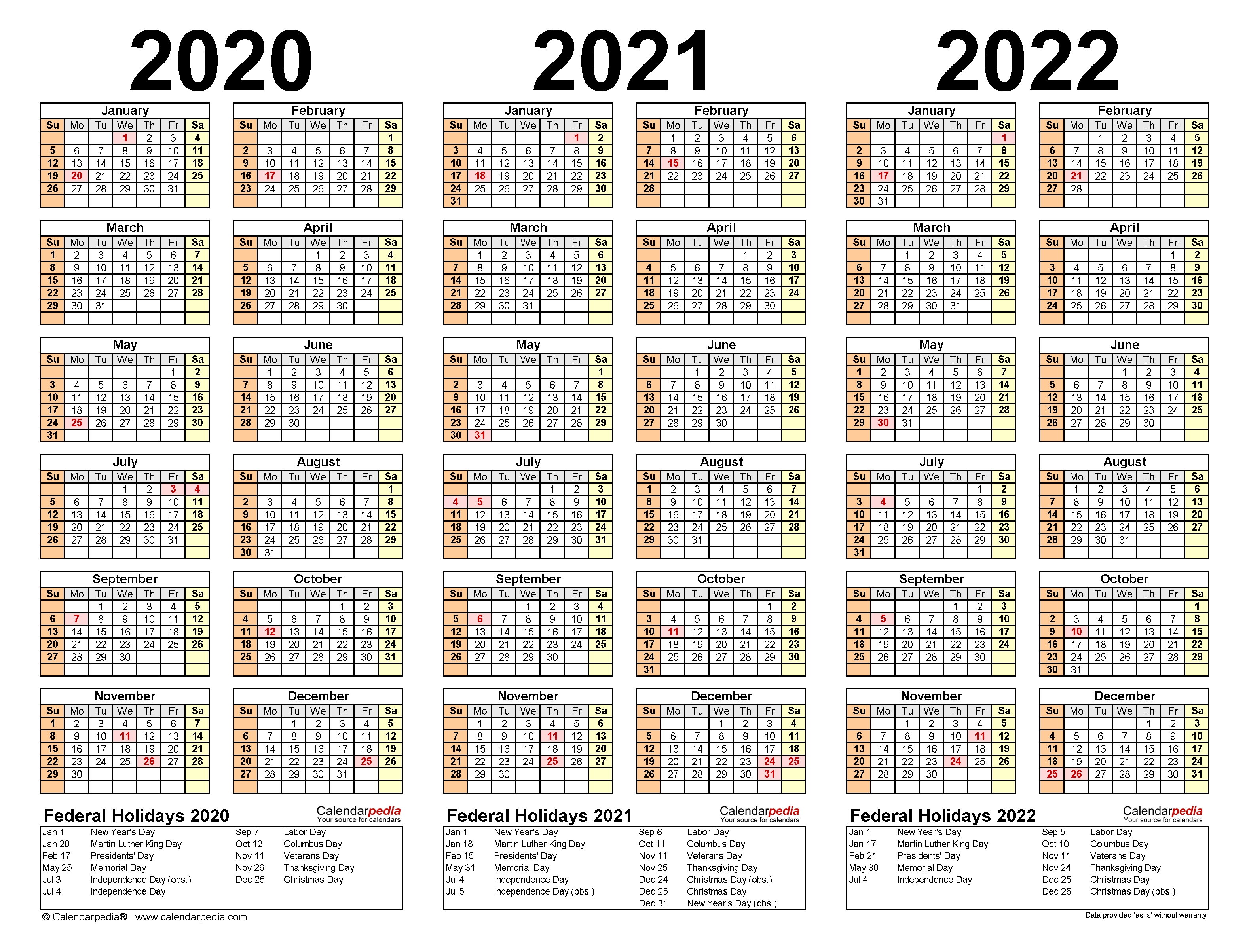 2020-2022 Three Year Calendar - Free Printable Excel Templates 3 Year Calendar Template Excel