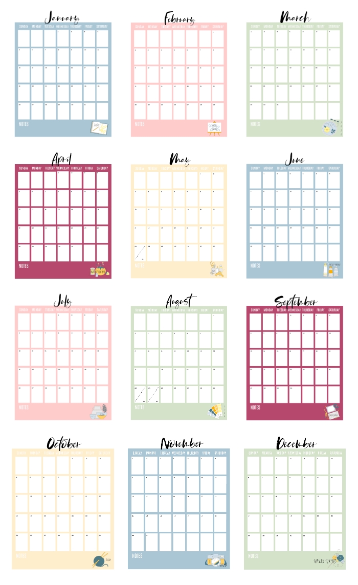 2020 Printable Calendar Pages (Free!) - Gluesticks Blog Calendar Template For 3 Ring Binder