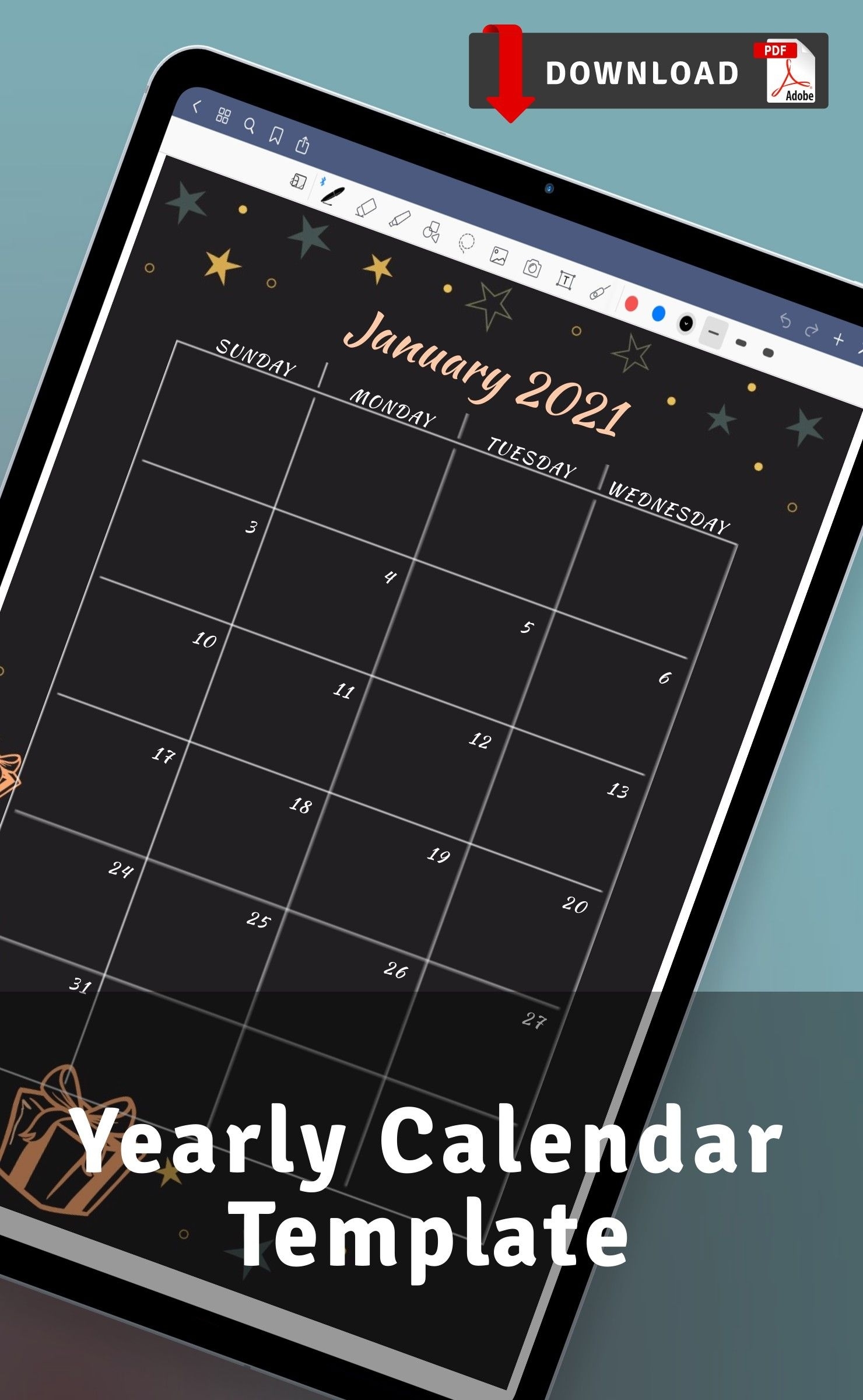 2020 Year Calendar Yearly Calendar Printable Template Floral Calendar Template Date Range
