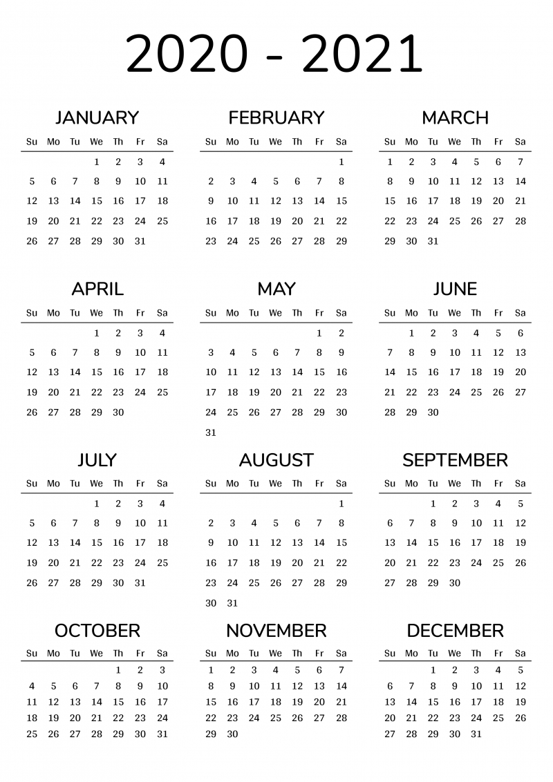 2021-2022 Printable Calendar For 2 Years 2 Year Calendar Template