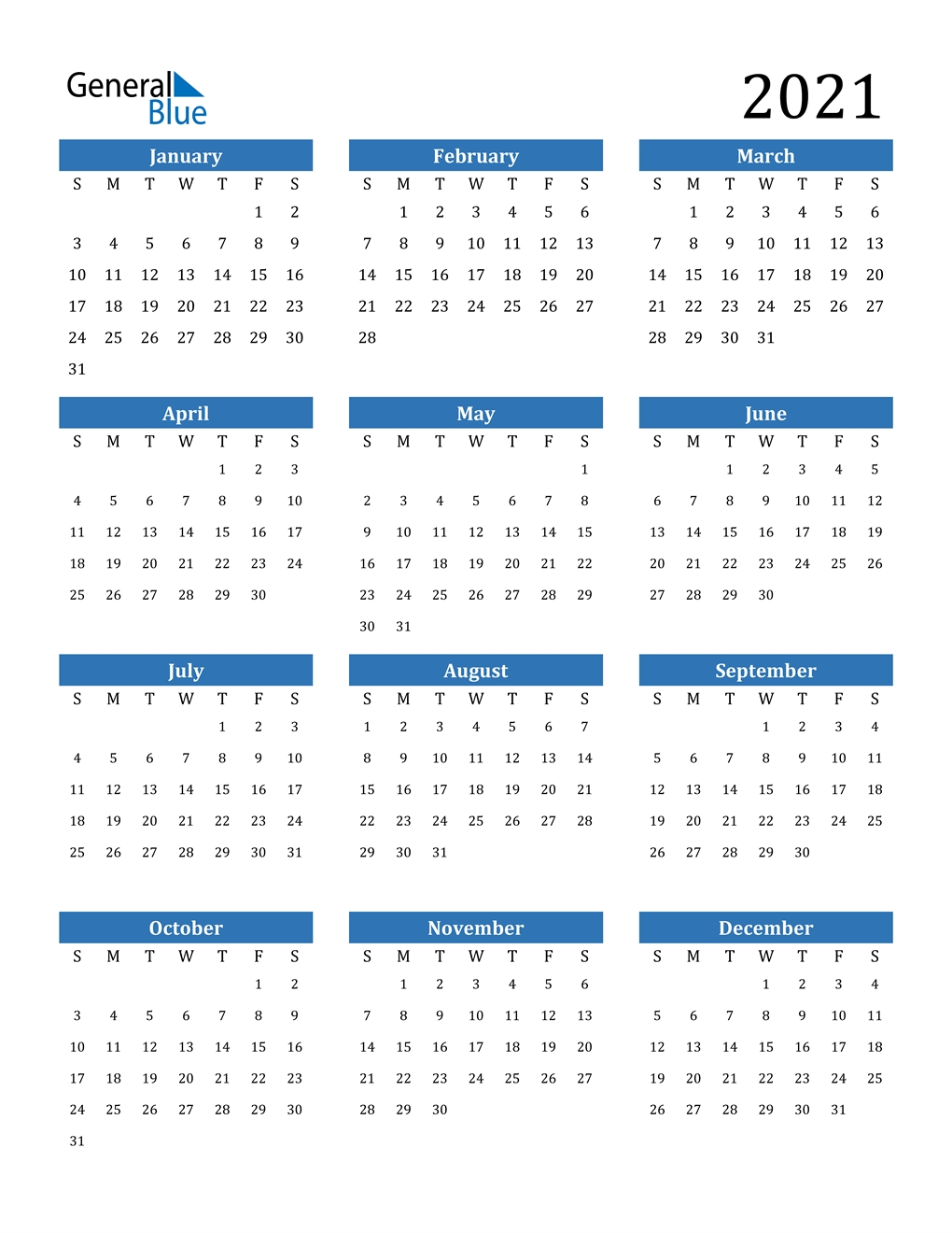 2021 Calendar (Pdf, Word, Excel) Calendario 2021 Excel