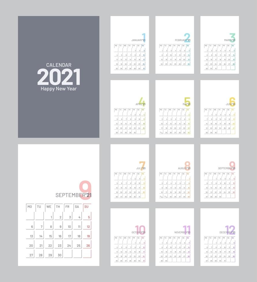 2021 Calendar Template - Download Free Vectors, Clipart Free Calendar Template Vector