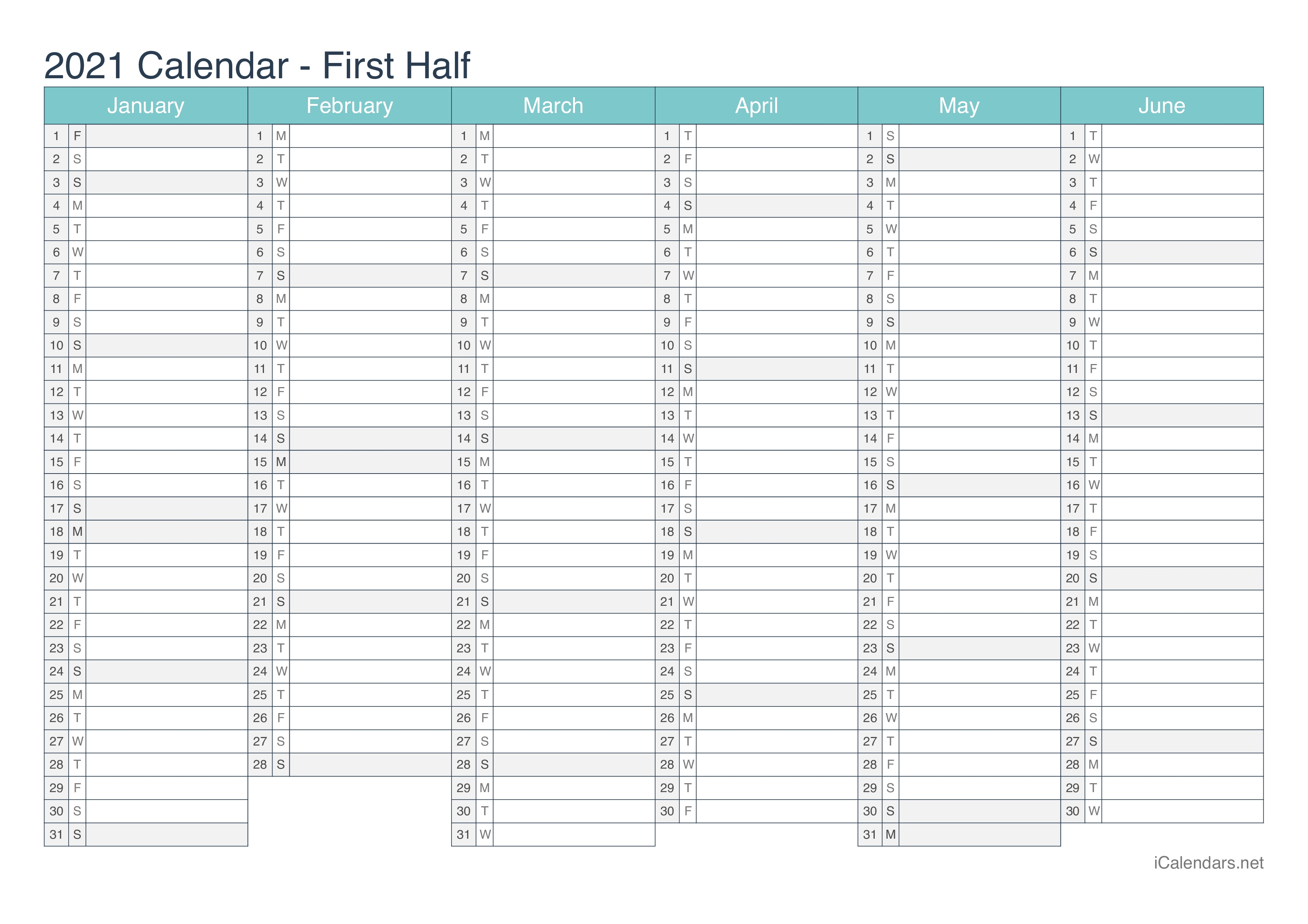 2021 Printable Calendar - Pdf Or Excel - Icalendars Calendar Template Year On One Page