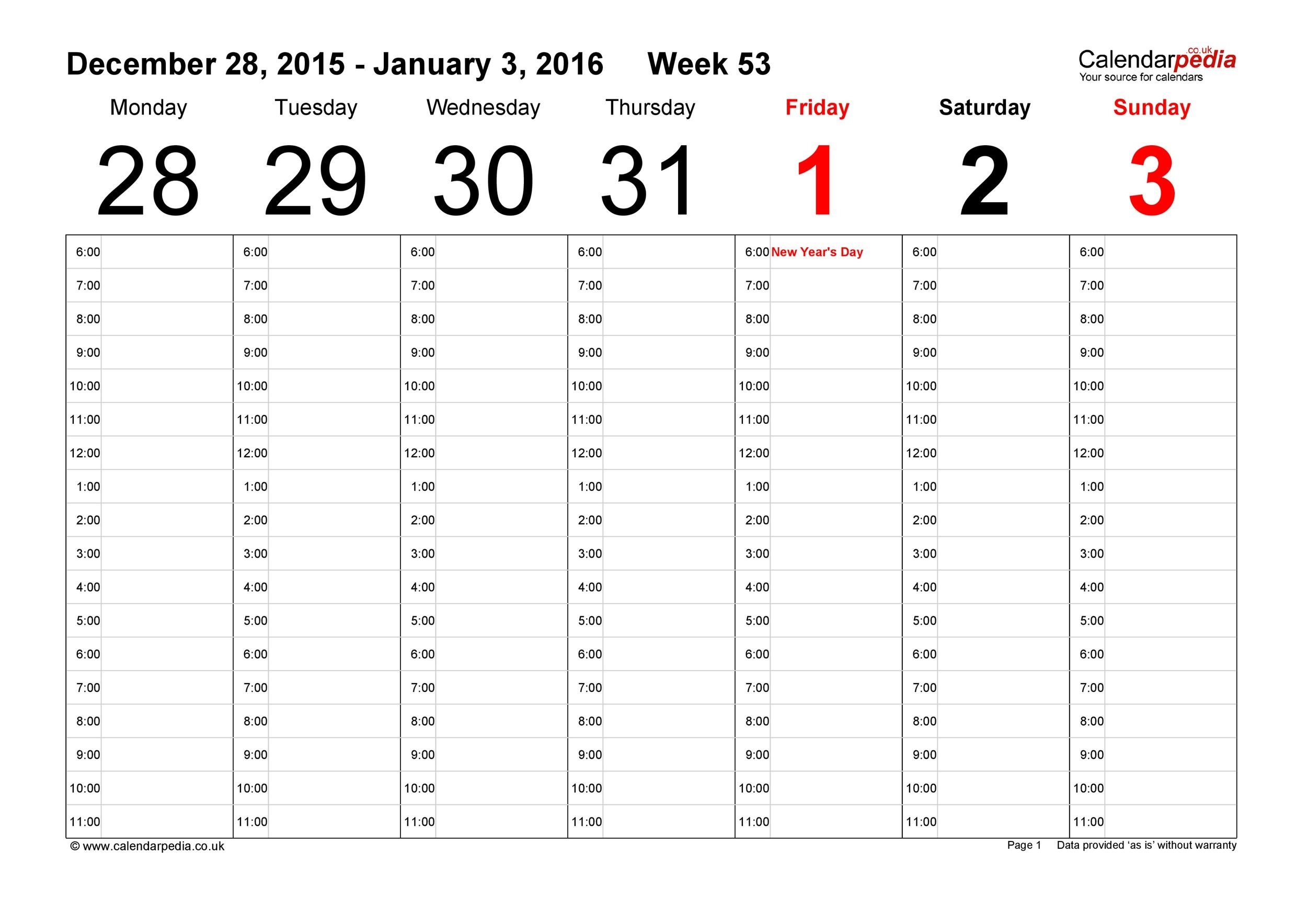 26 Blank Weekly Calendar Templates [Pdf, Excel, Word] ᐅ 6 Week Calendar Template
