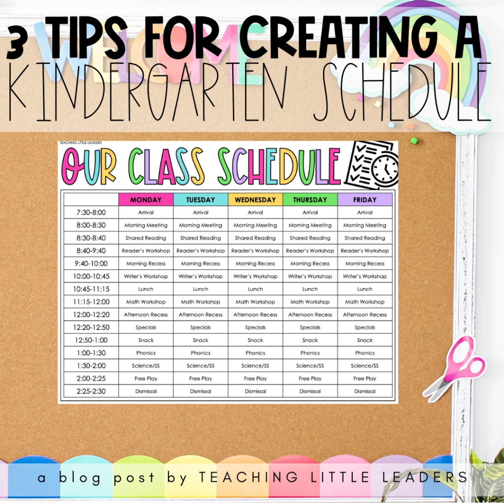 3 Tips For Creating A Kindergarten Schedule Snack Calendar Template Kindergarten