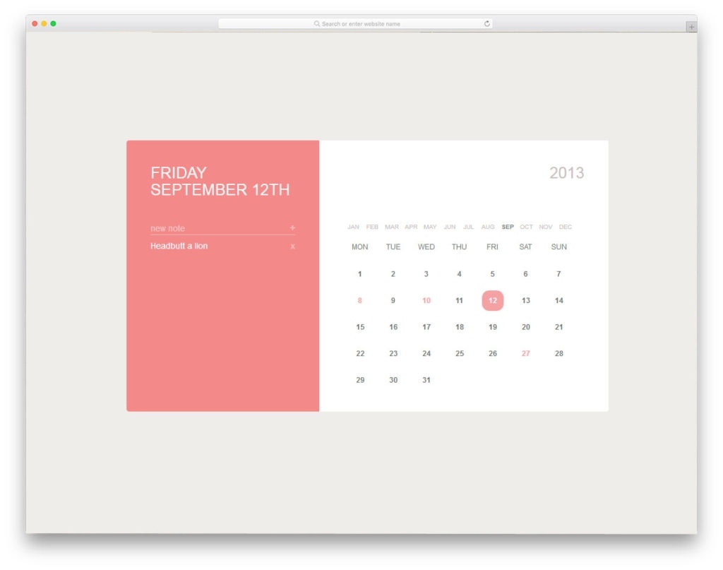Calendar Template Css Html Printable Blank Calendar Template