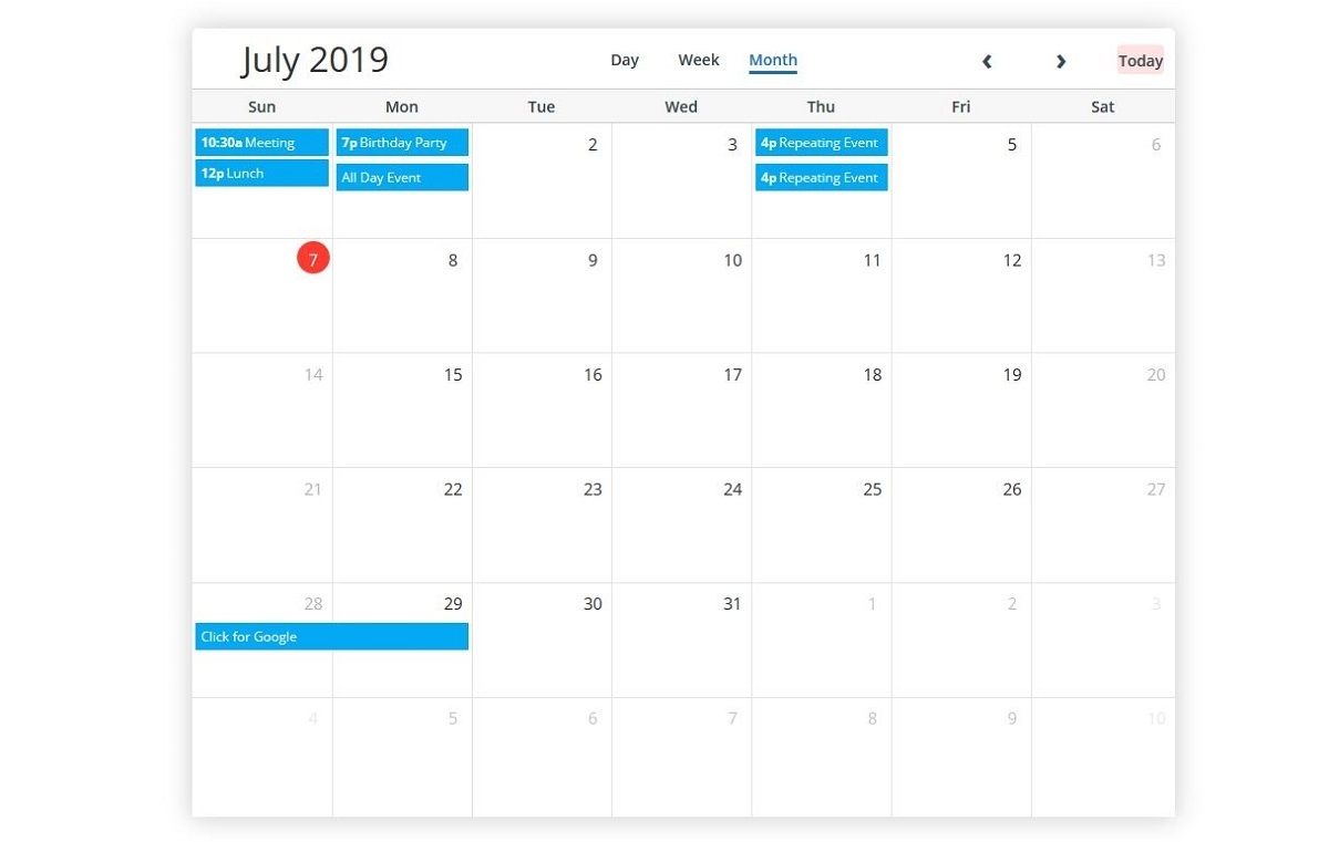 5 Best Free Bootstrap Calendars 2019 - Colorlib Calendar Template Html Css