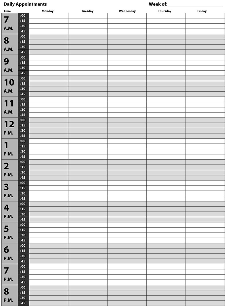 Appointment Calendar Template Options You Can Use Right Now 7 Day Appointment Calendar Template