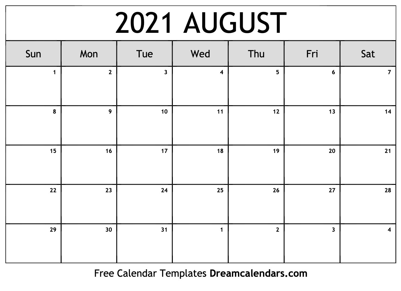August 2021 Calendar | Free Blank Printable Templates Free Calendar Template August 2021