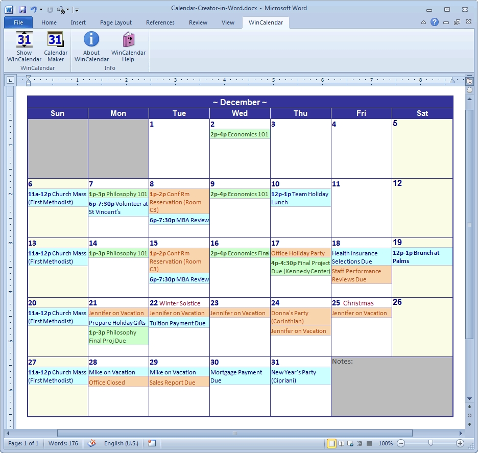 Calendar Maker &amp; Calendar Creator For Word And Excel 2021 Word Calendar Wincalendar