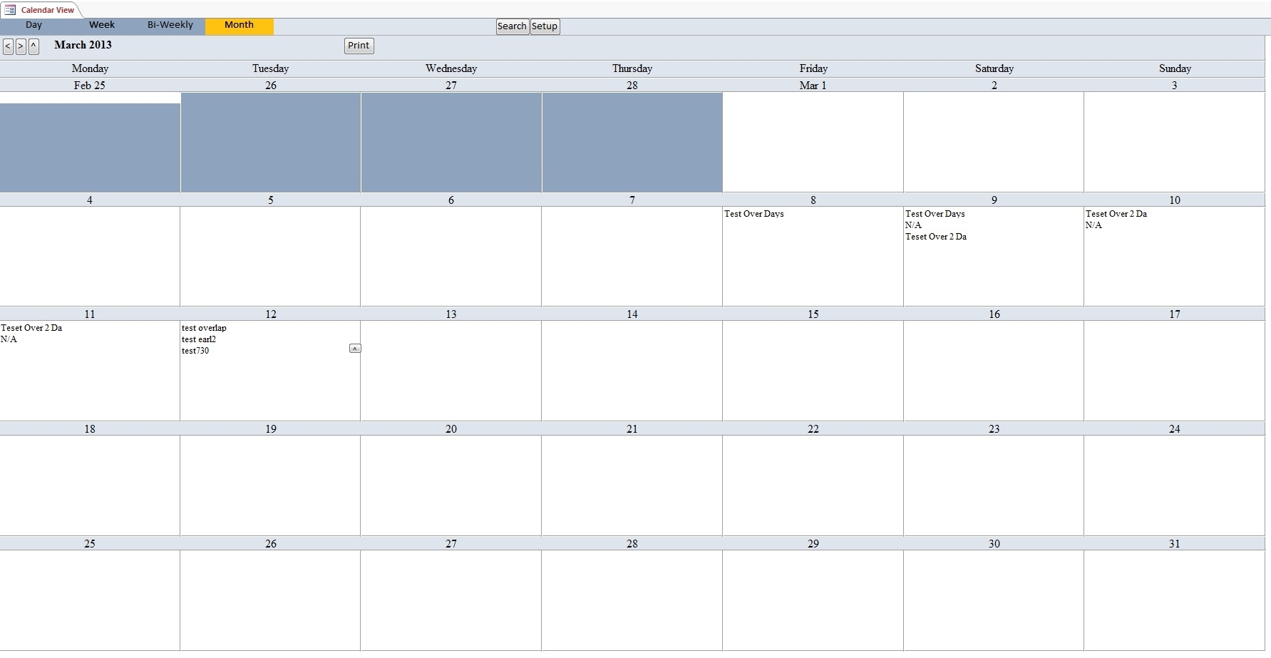 Calendar Scheduling Database Template | Calendar Software Access Calendar Report Template