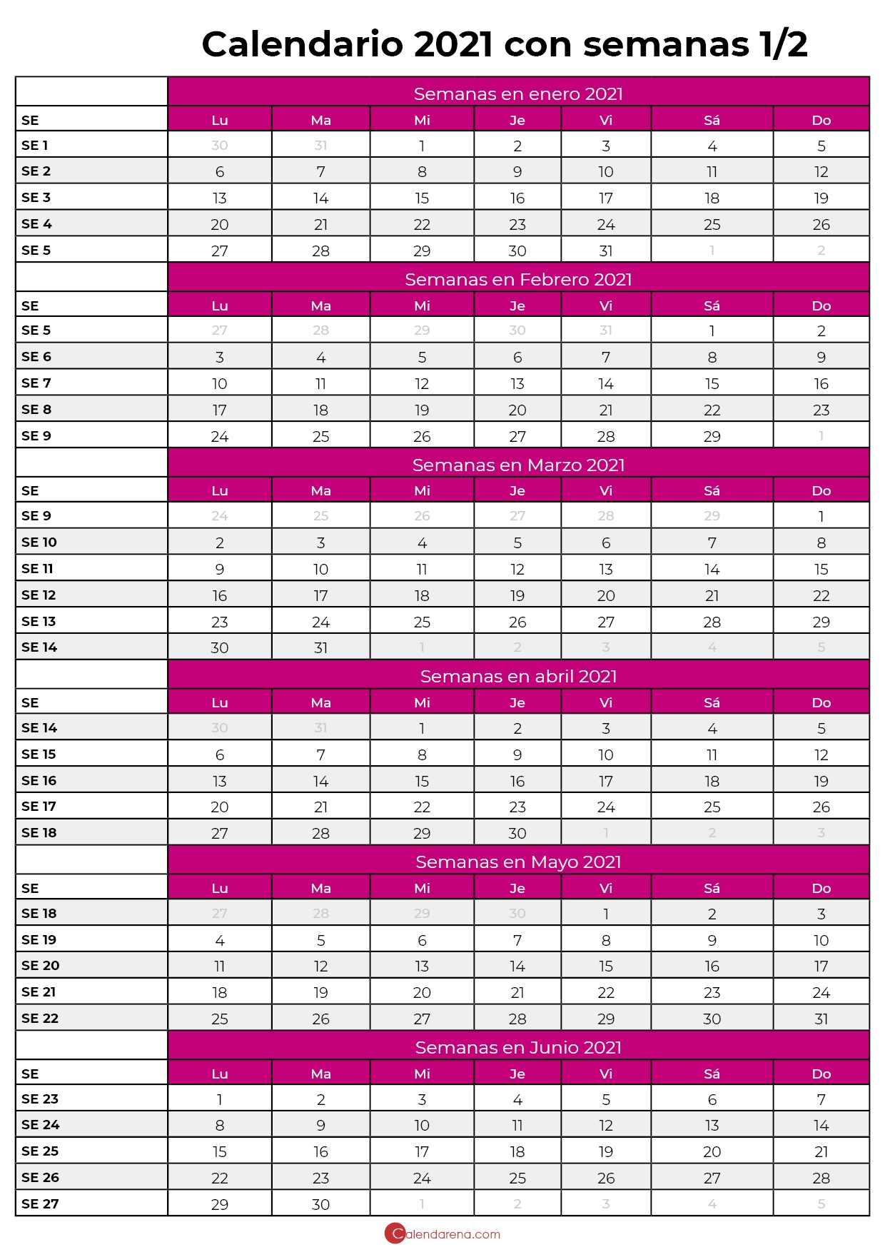 Calendario 2021 Con Semanas 1 | Calendario, Calendario Semana Calendario 2021 Con Semanas