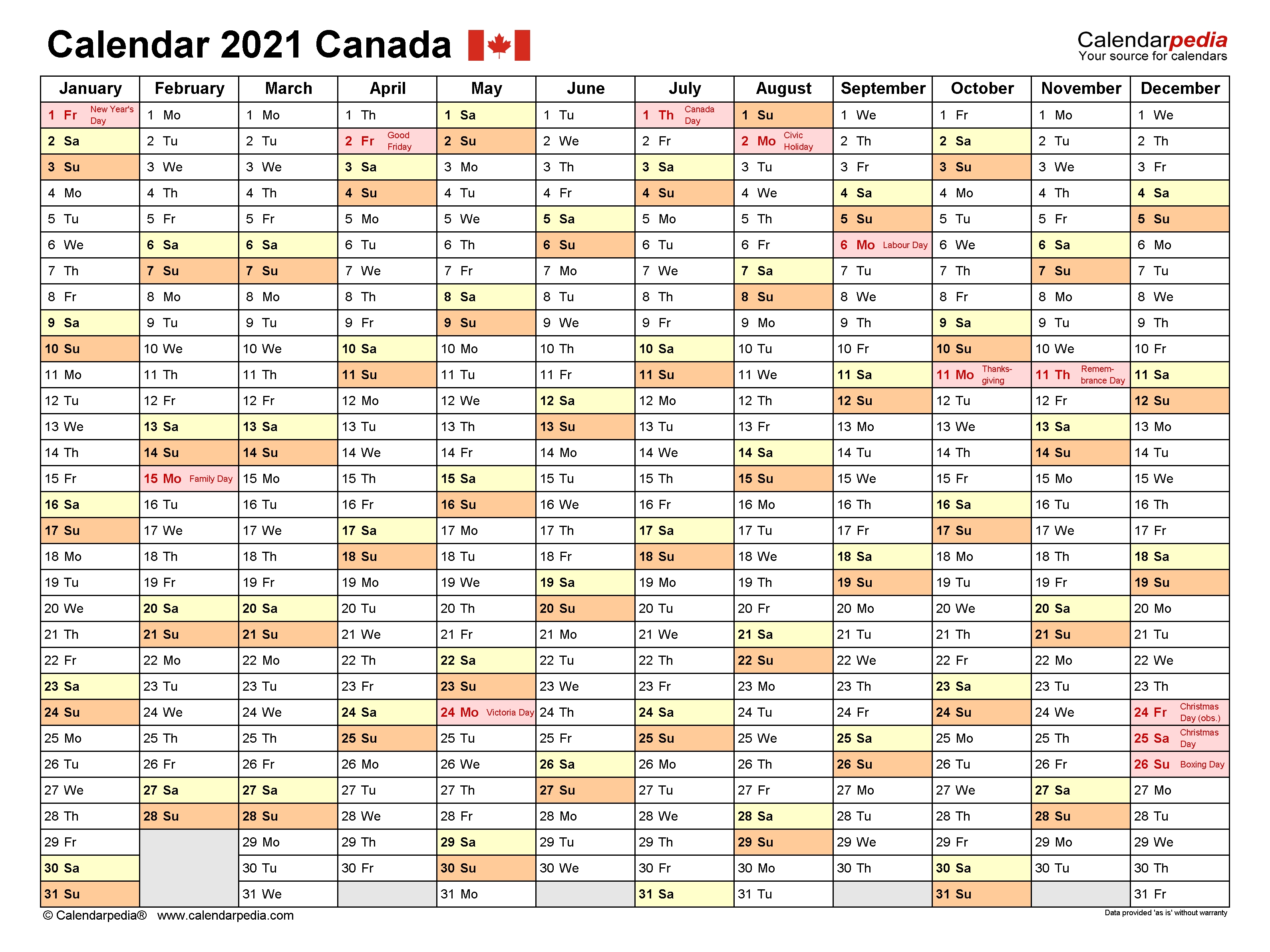 Canada Calendar 2021 - Free Printable Excel Templates Calendarpedia 2021 Printable Free Us Calendar Landscape