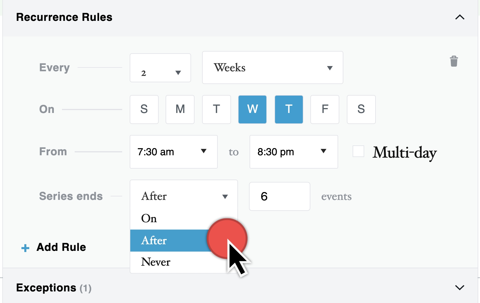 Creating A Recurring Event | Knowledgebase | The Events Calendar Calendar Template With Recurring Events