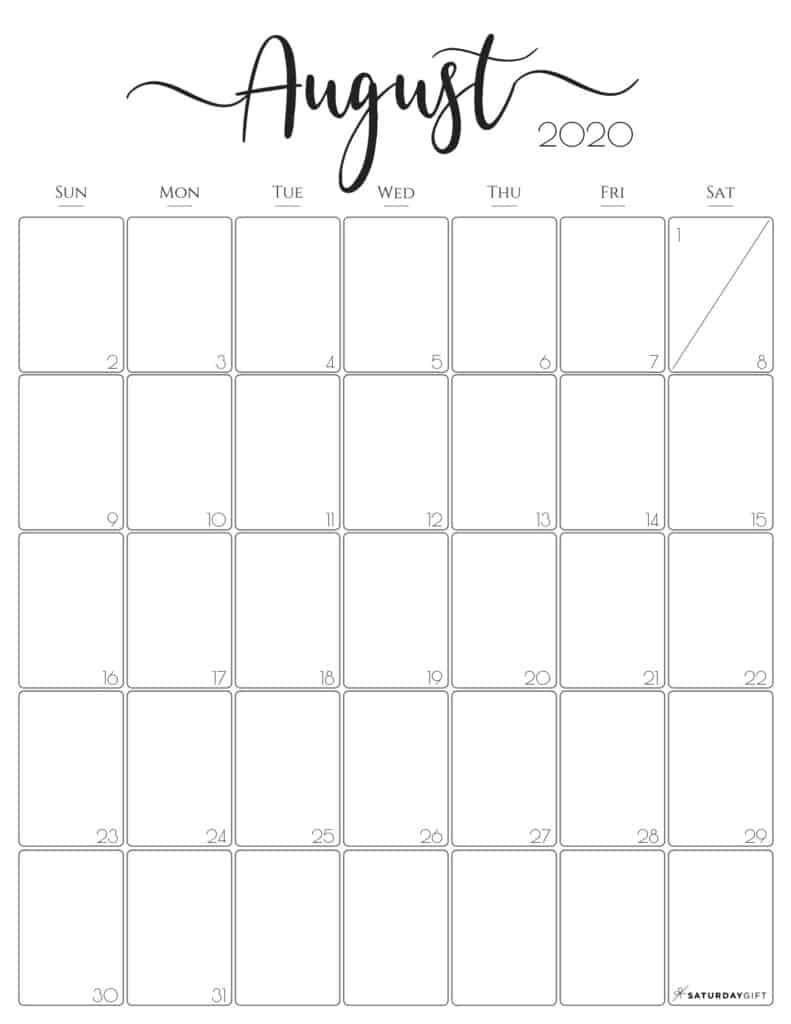 Cute (&amp; Free!) Printable August 2021 Calendar | Saturdaygift Free Calendar Template August 2021